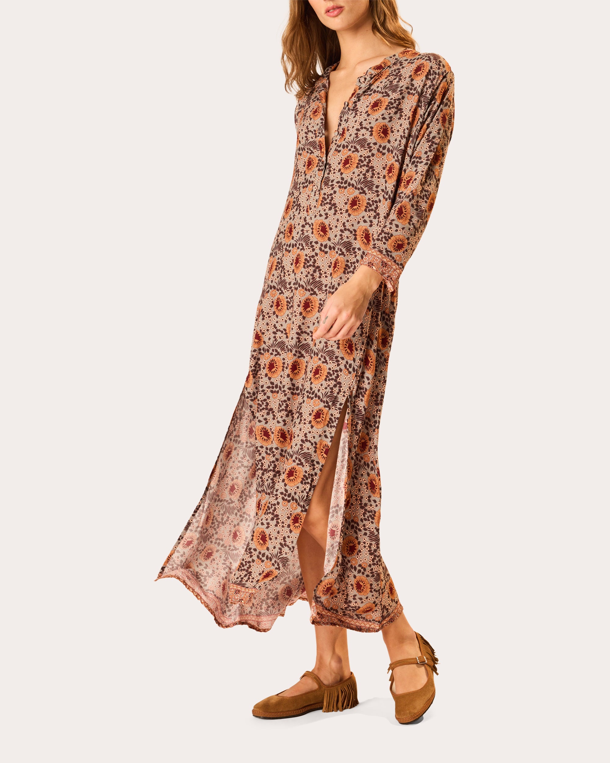 Isobel Floral Kaftan Midi Dress