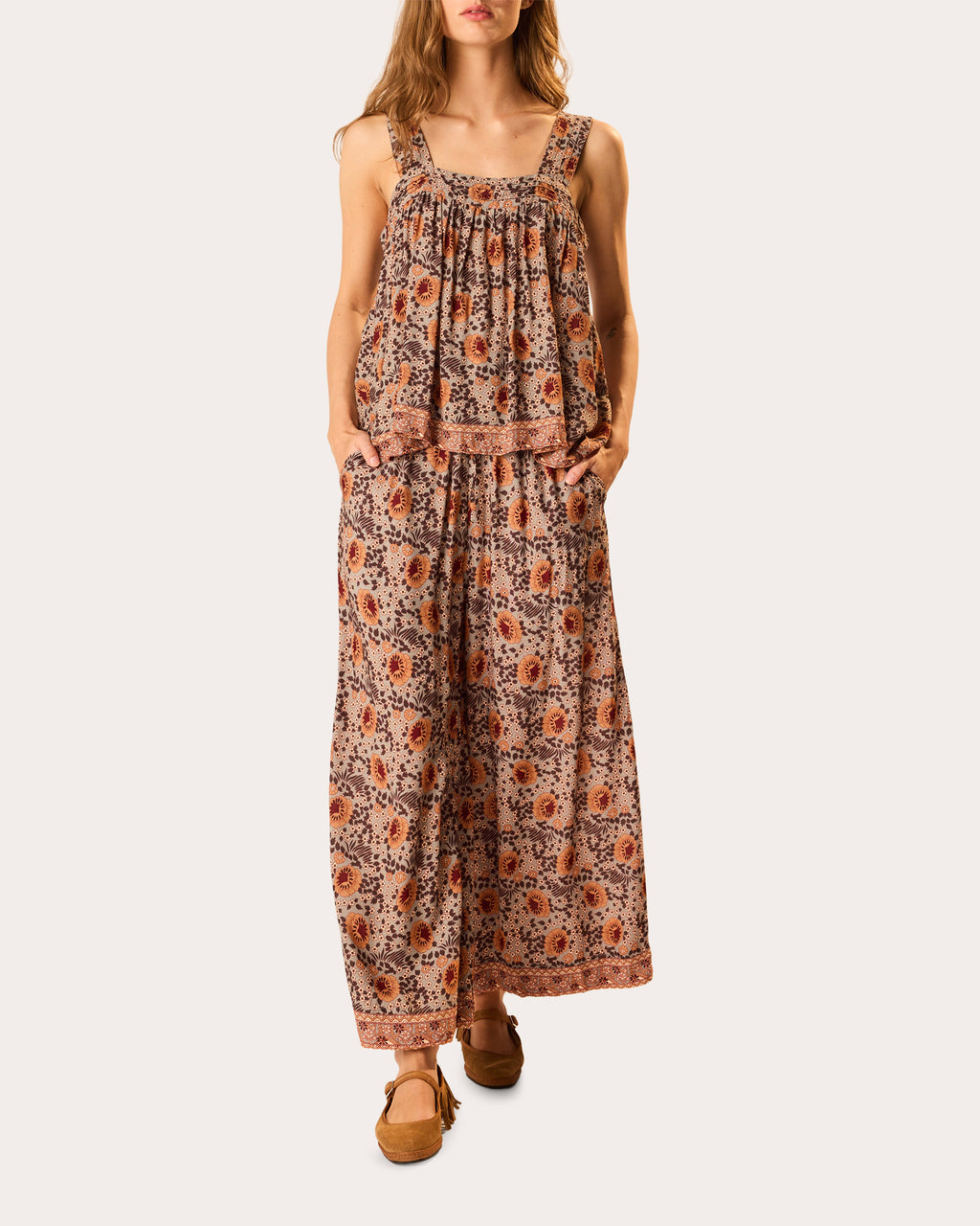 Jasmine Floral Pintucked Tank Top