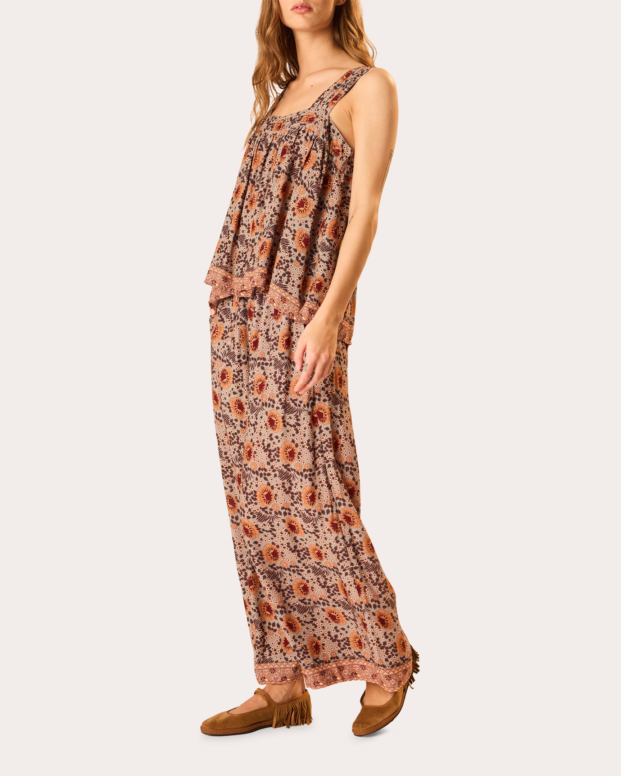 Jasmine Floral Pintucked Tank Top