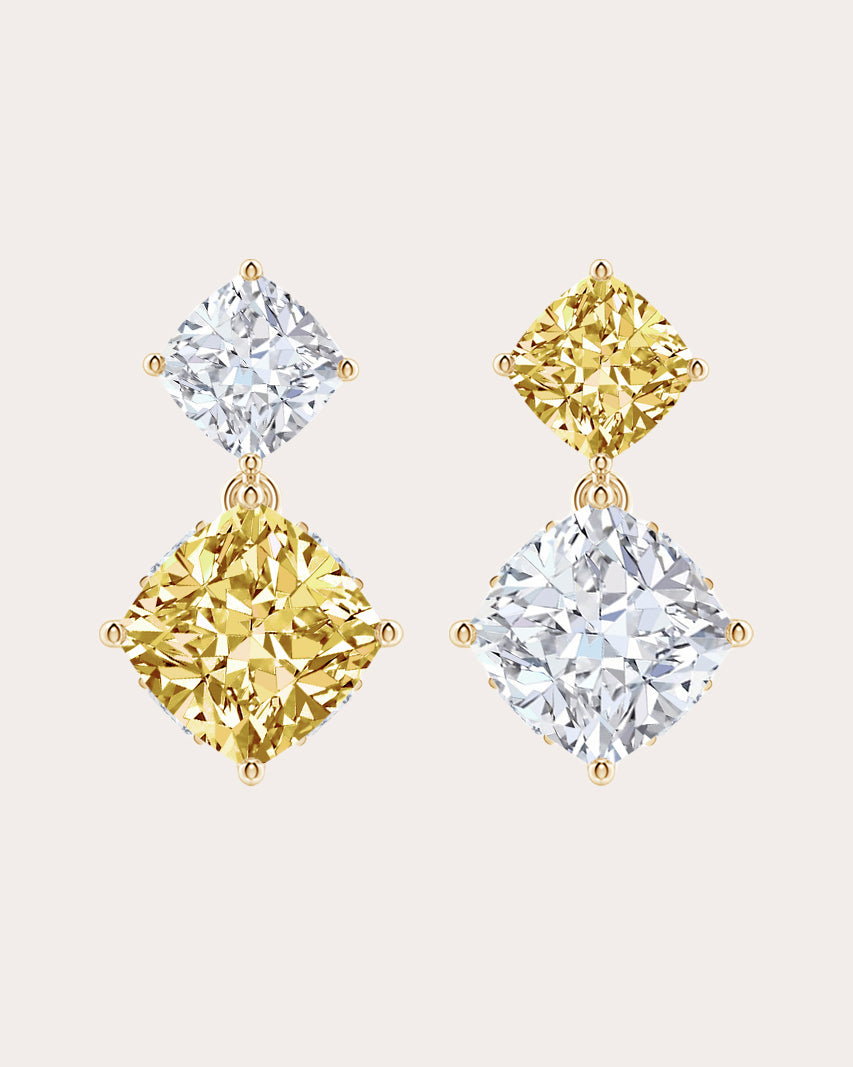 Yellow & White Diamond Orient Express Drop Earrings