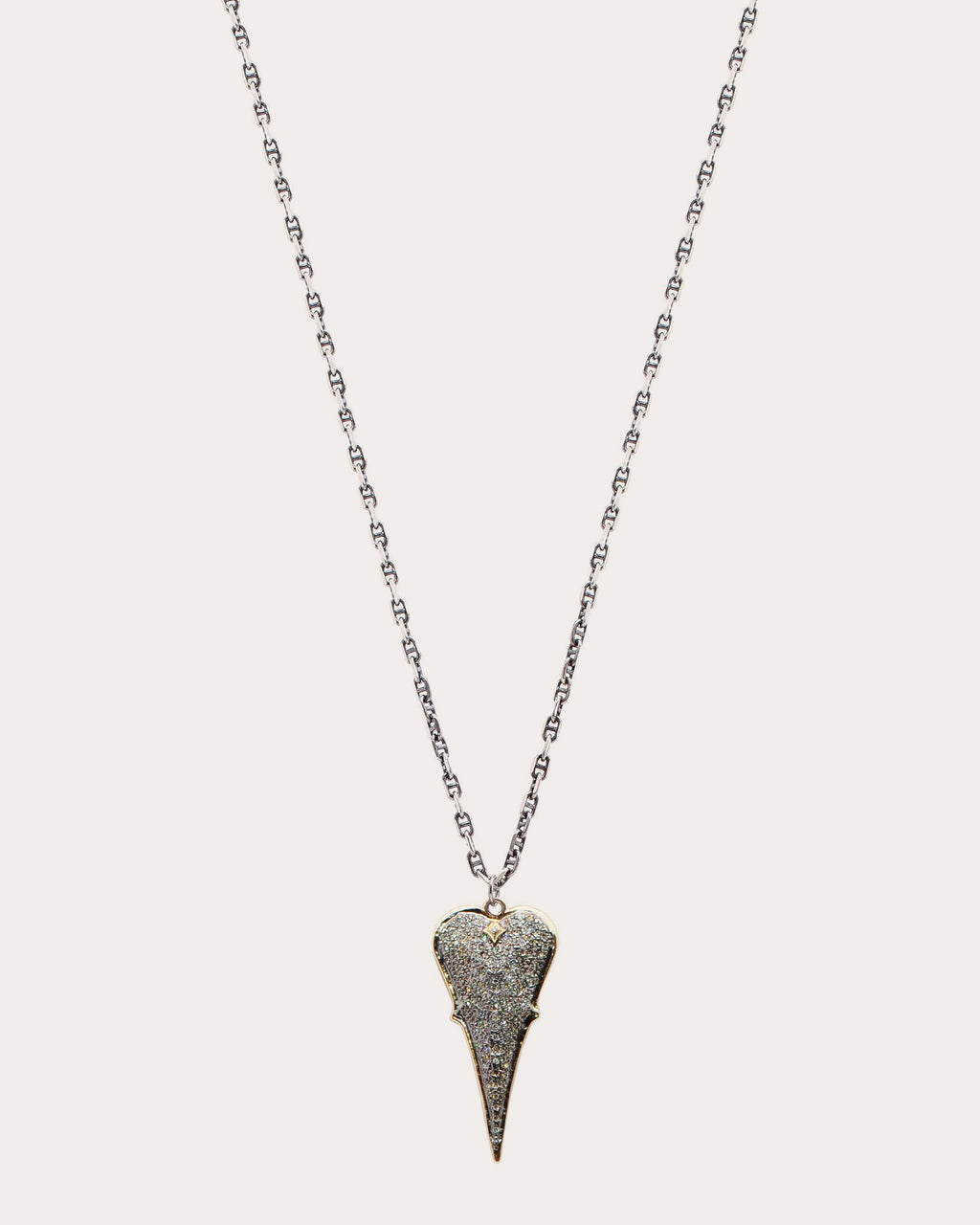 Diamond & Blackened Two-Tone Heart Pendant Necklace