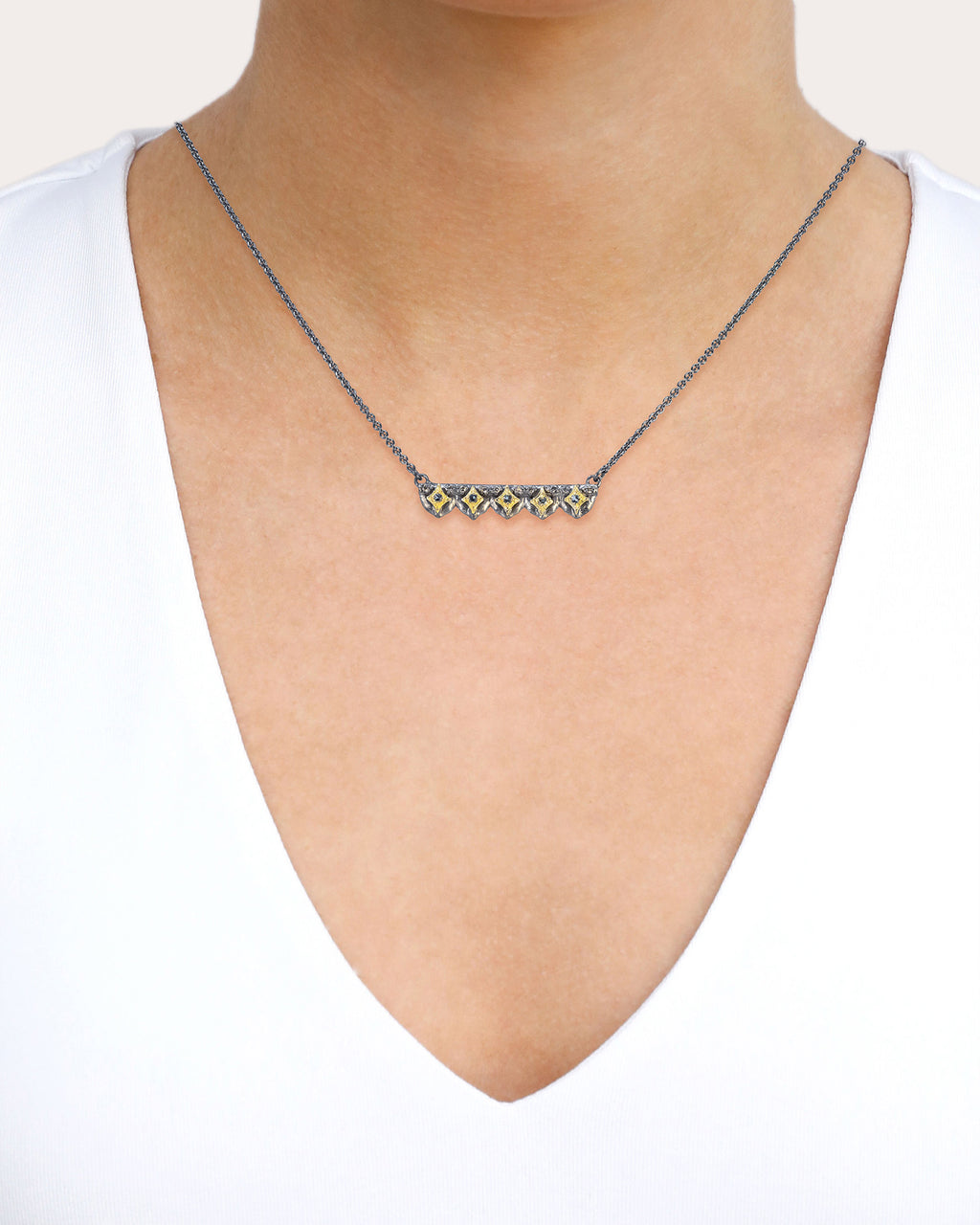 Topaz & Diamond Blackened Crivelli Pendant Necklace