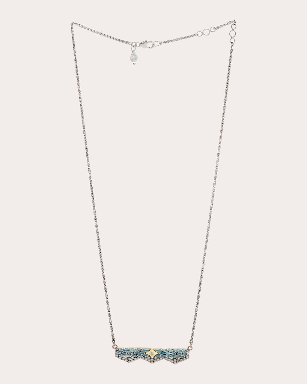 Aquamarine & Diamond Two-Tone Crivelli Bar Necklace