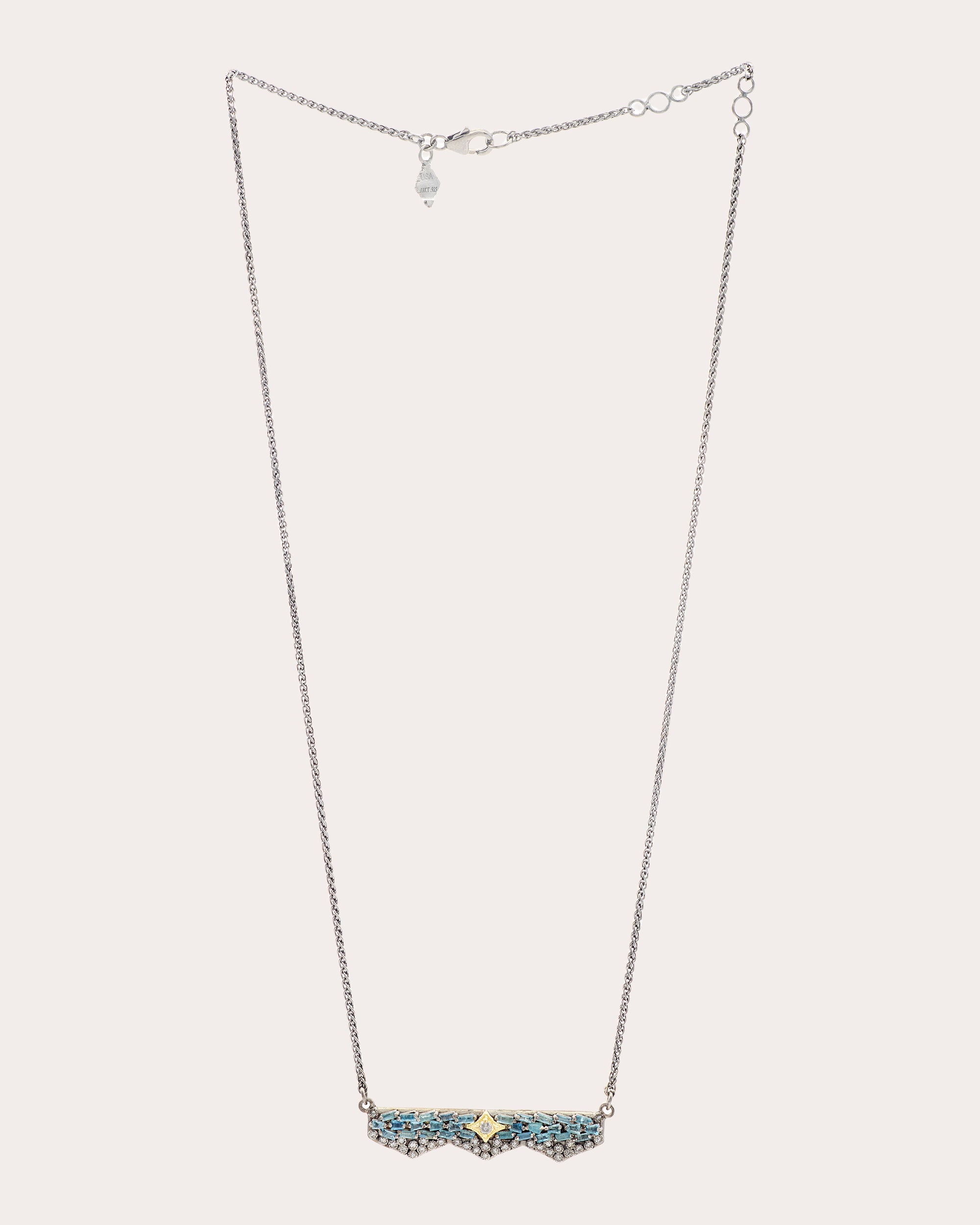 Aquamarine & Diamond Two-Tone Crivelli Bar Necklace