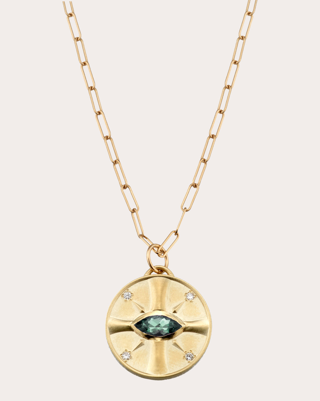Sunstone & Diamond Eye of the Sun Pendant Necklace