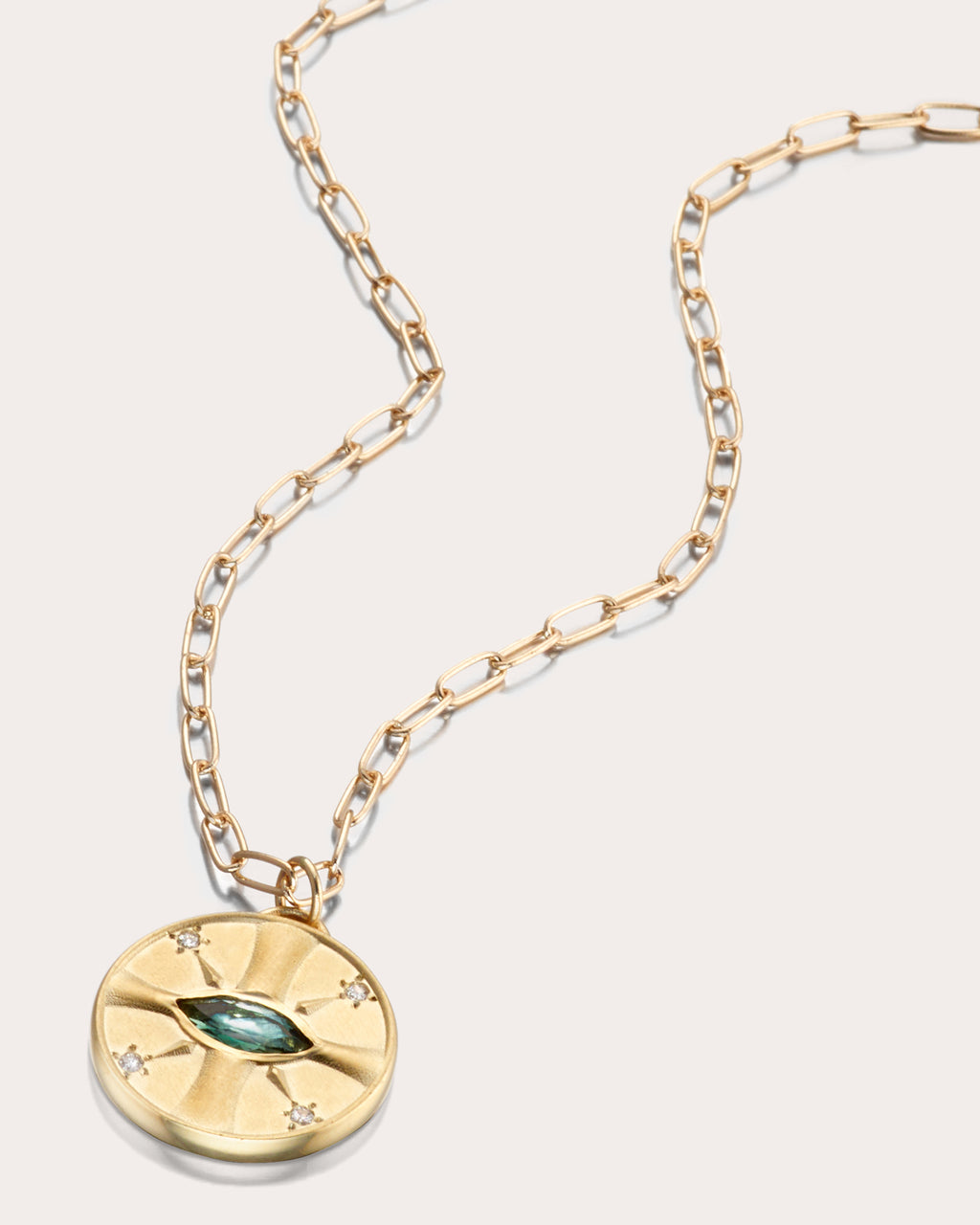 Sunstone & Diamond Eye of the Sun Pendant Necklace