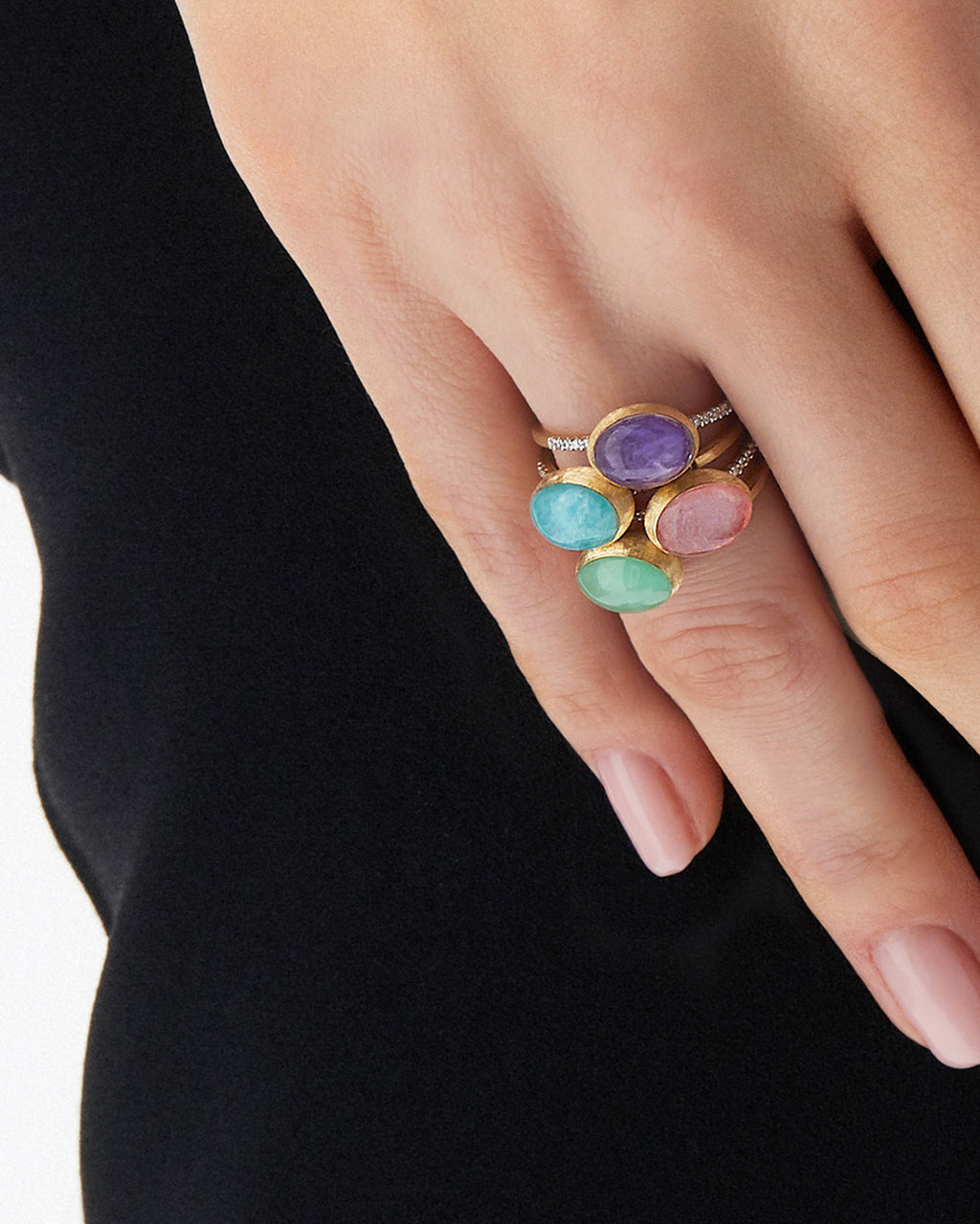 Diamond & Lepidolite 18k Gold Medium Violetta Ring