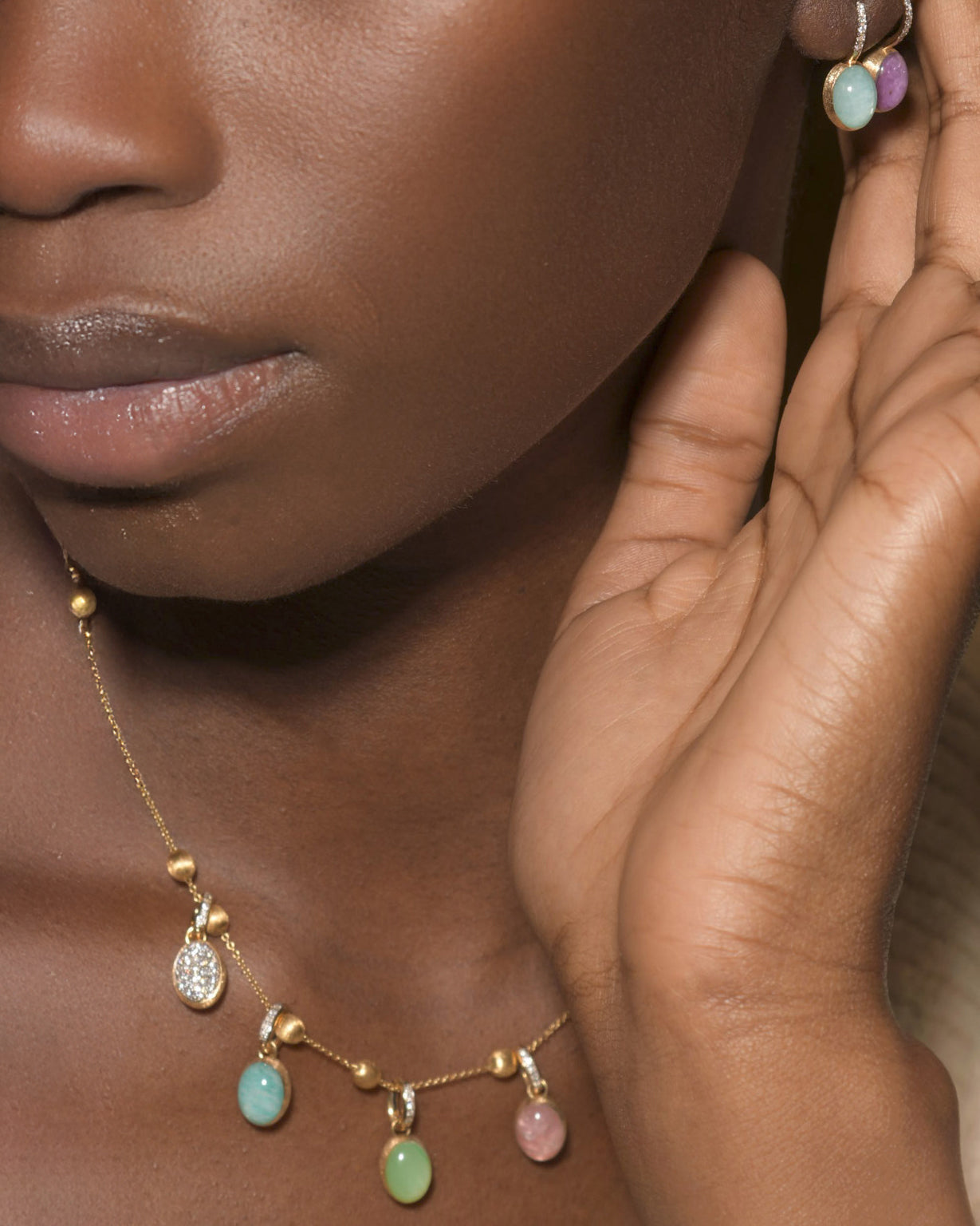 Amazonite & Diamond 18k Gold Small Anice Drop Earrings
