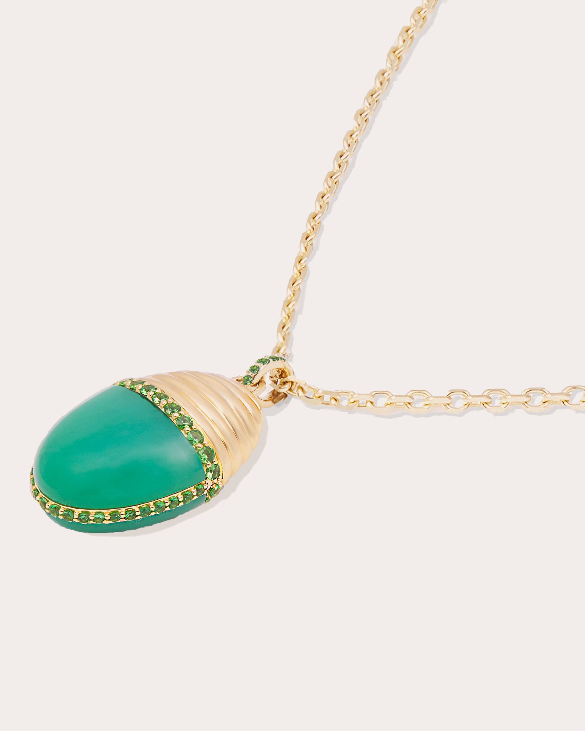 Chrysoprase & Tsavorite Found Cap Large Pendant Necklace