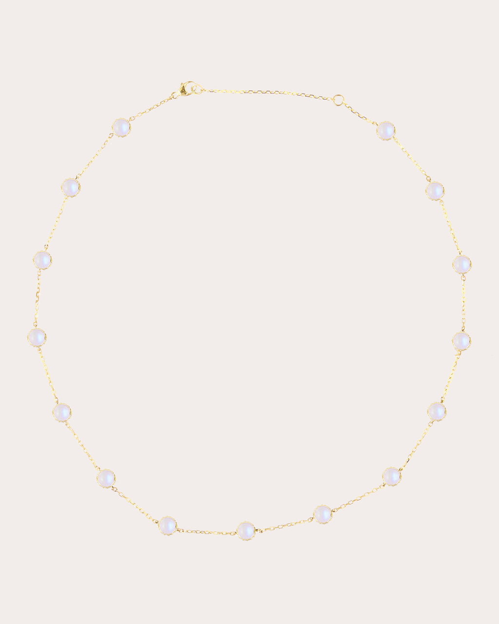 Diamond & Moonstone 14k Gold Found Station Necklace