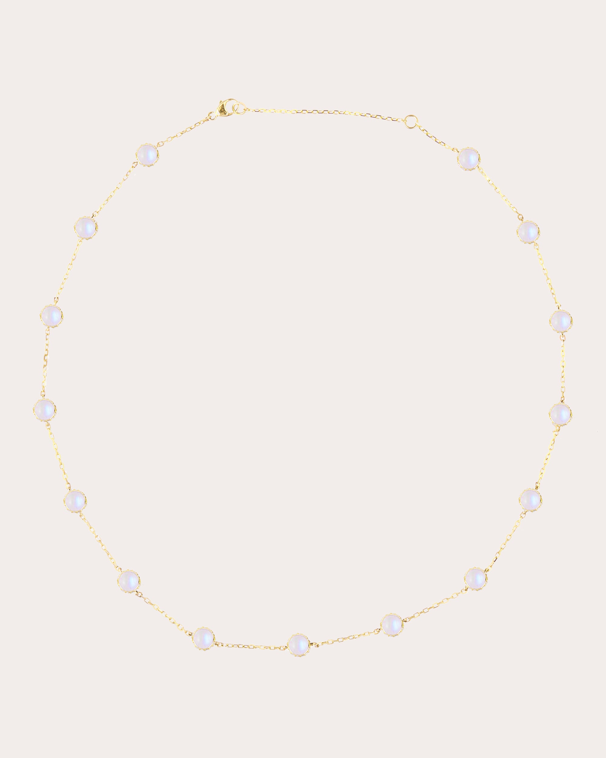 Diamond & Moonstone 14k Gold Found Station Necklace