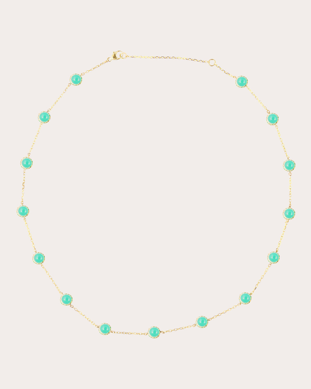 Tsavorite & Chrysoprase Cabochon 14k Gold Found Station Necklace