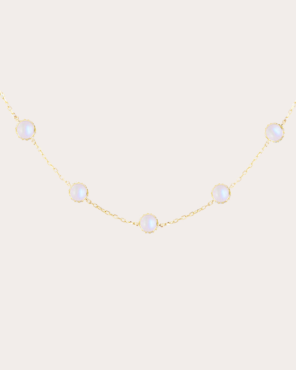Diamond & Moonstone 14k Gold Found Station Necklace