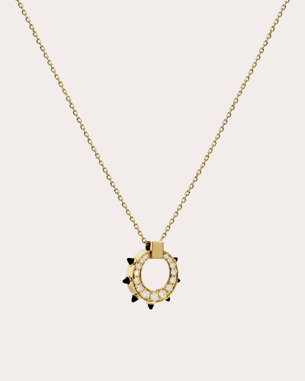 Black Agate & Diamond Spike Pendant Necklace