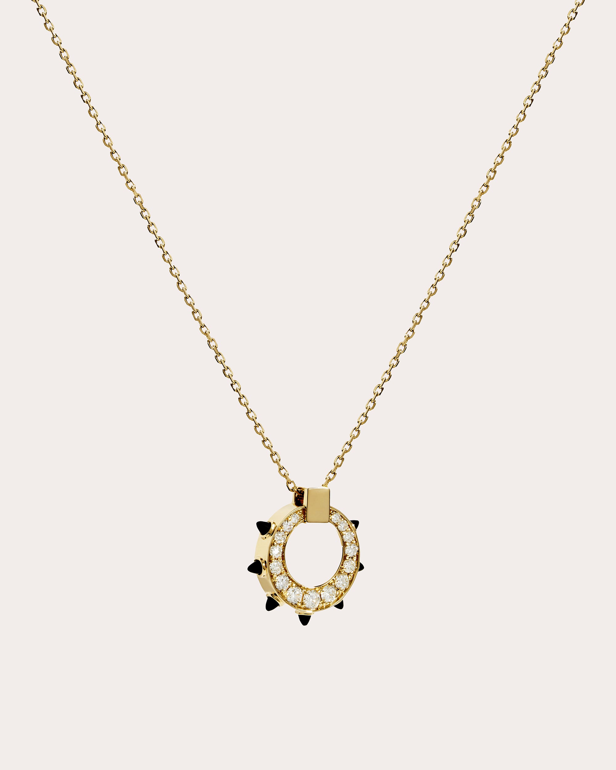 Black Agate & Diamond Spike Pendant Necklace