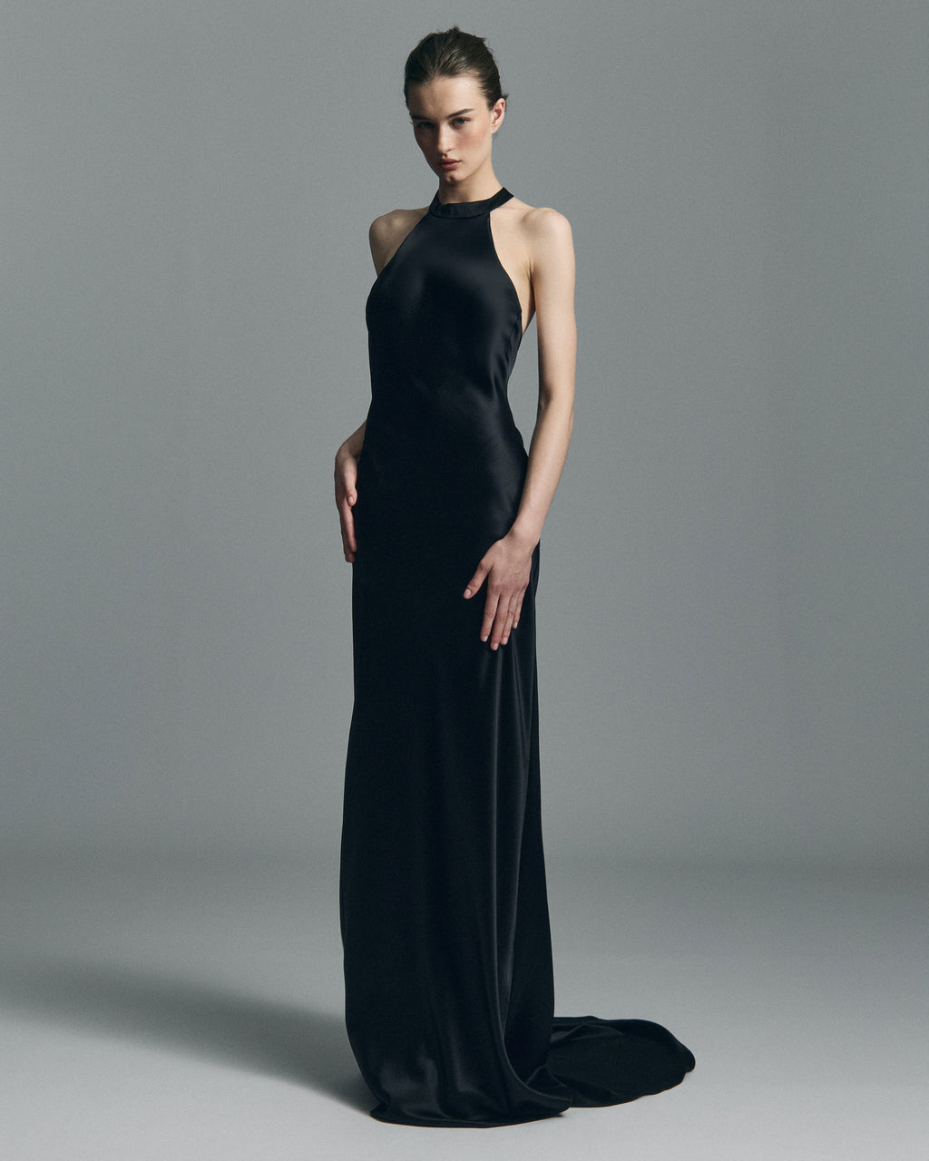 Nightfall Silk Halter Maxi Dress
