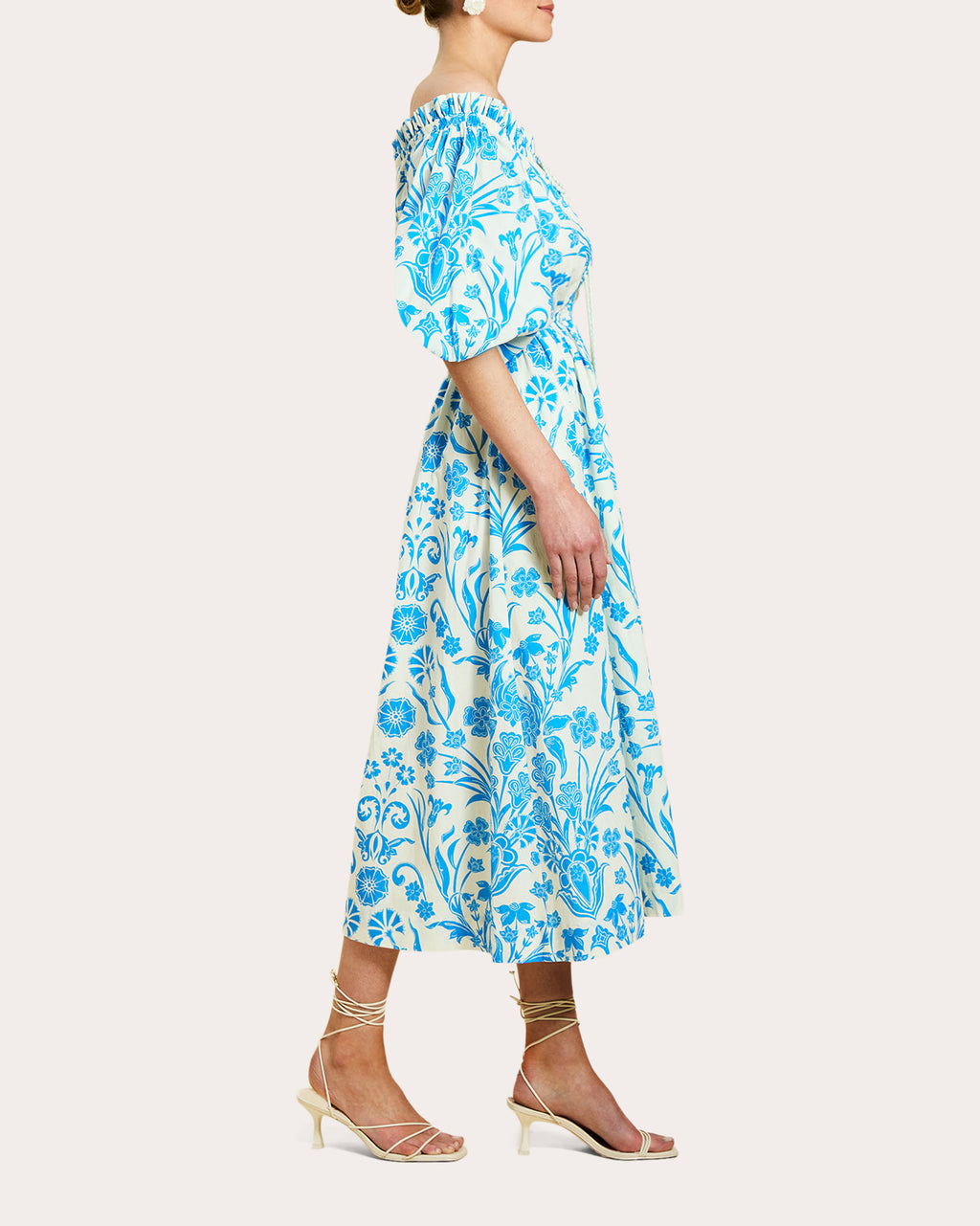 Nostalgia Floral Voile Off-Shoulder Midi Dress