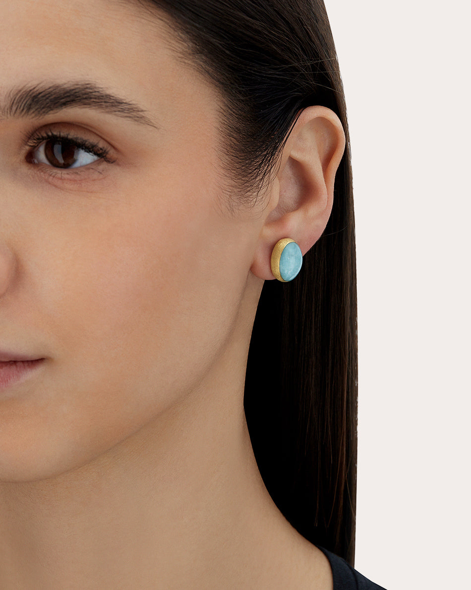 Amazonite & 18k Gold Boules Stud Earrings