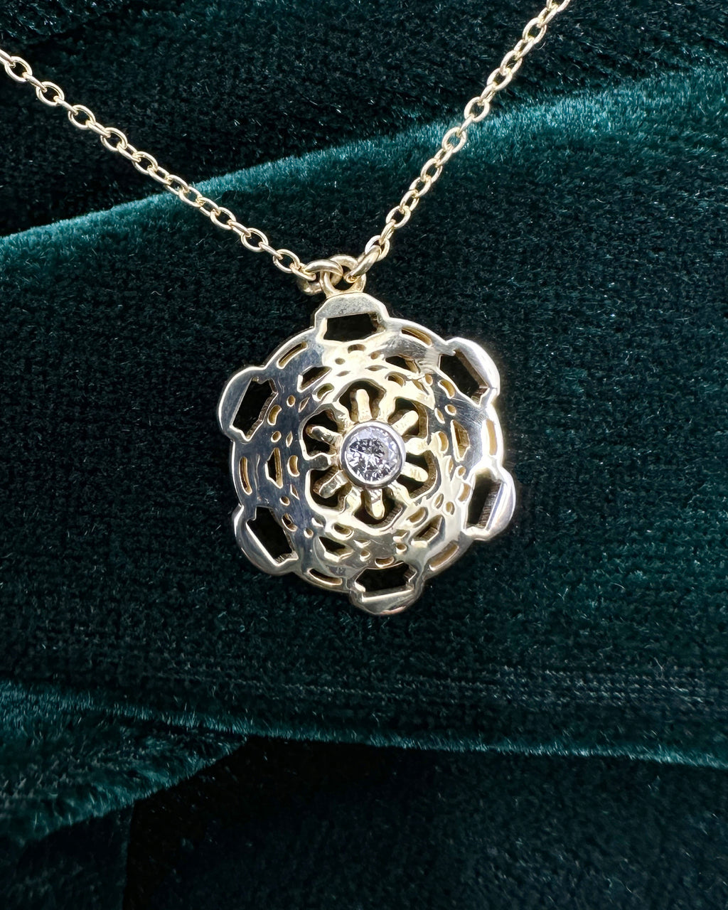 Diamond & Gold Vermeil Om Pendant Necklace