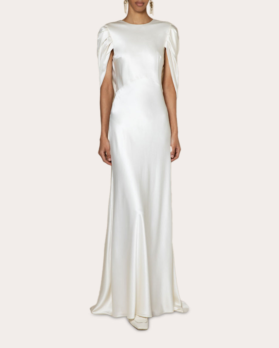 Oriana Draped Silk-Satin Gown