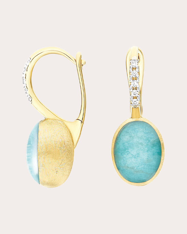 Amazonite & Diamond 18k Gold Small Anice Drop Earrings