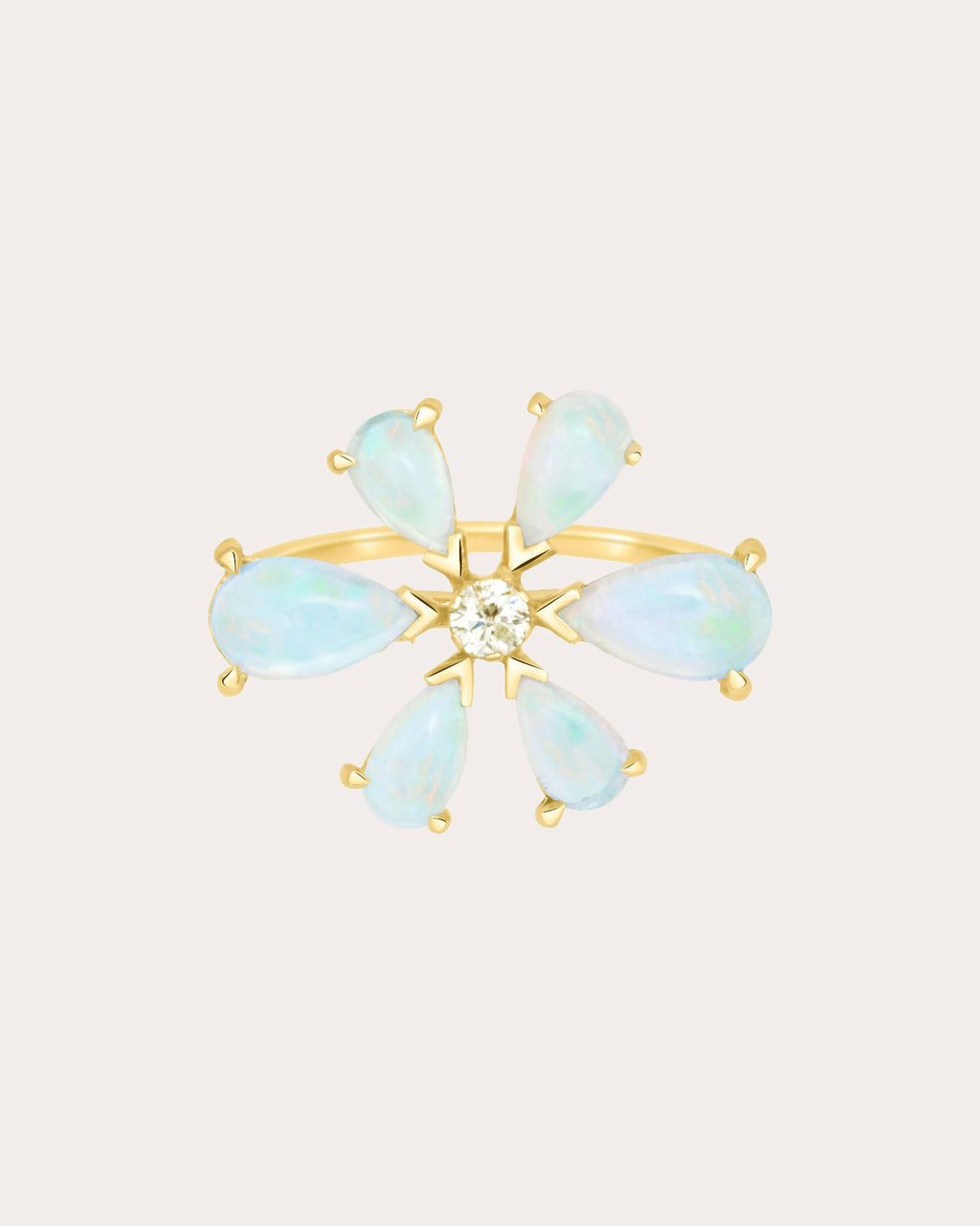 Opal & Diamond 18k Gold Flora Ring