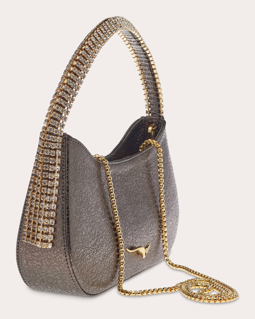 Koda Crystal Metallic Leather Shoulder Bag