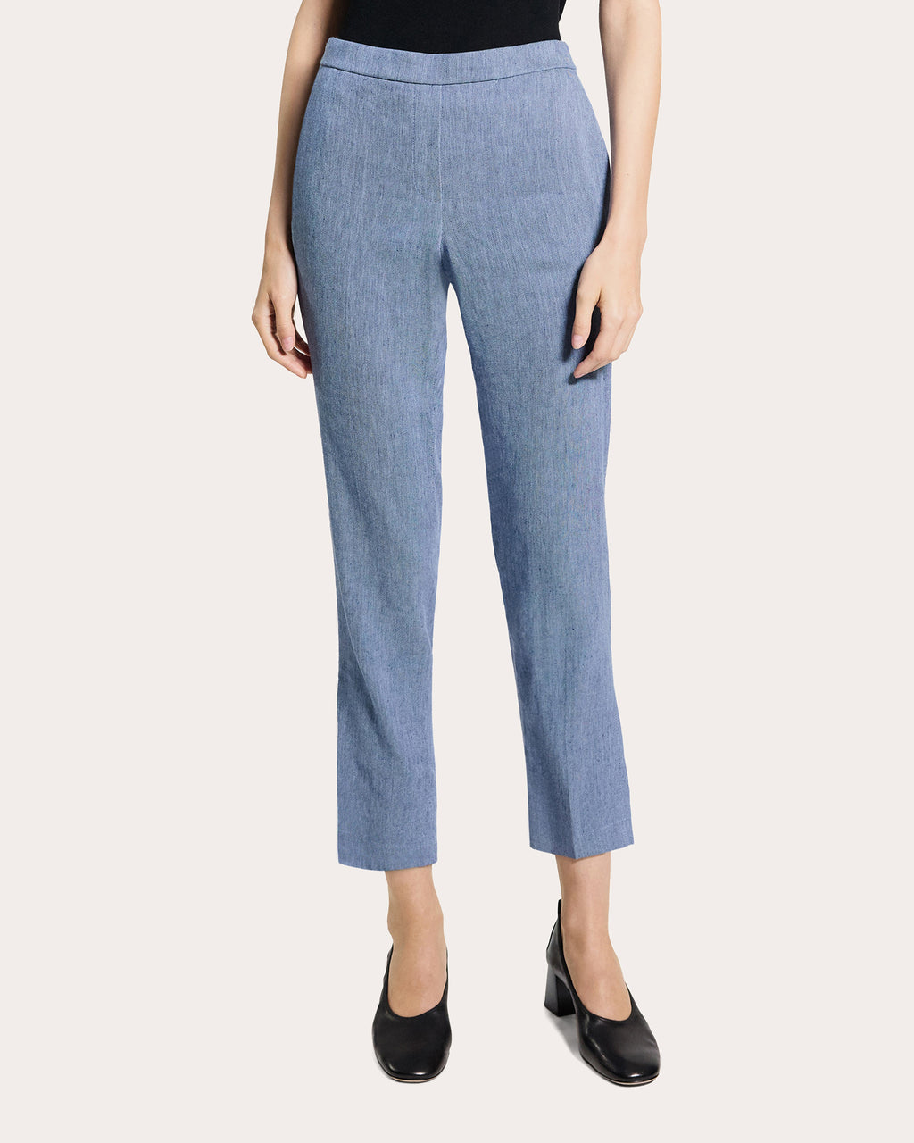 Treeca Fluid Linen Cropped Pull-On Pants