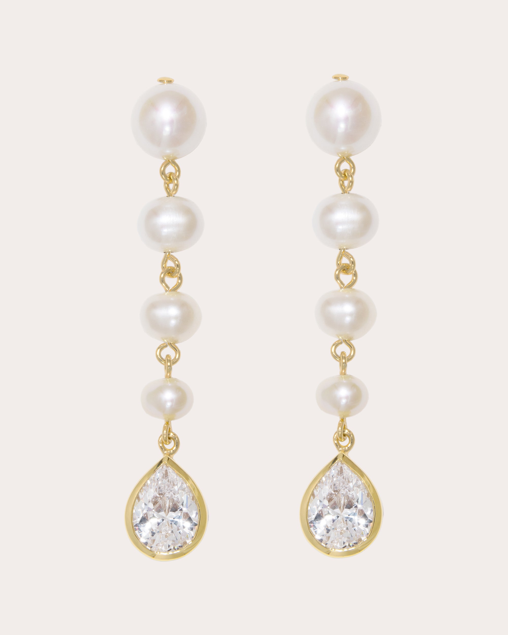 Pearl & Cubic Zirconia Drop Earrings