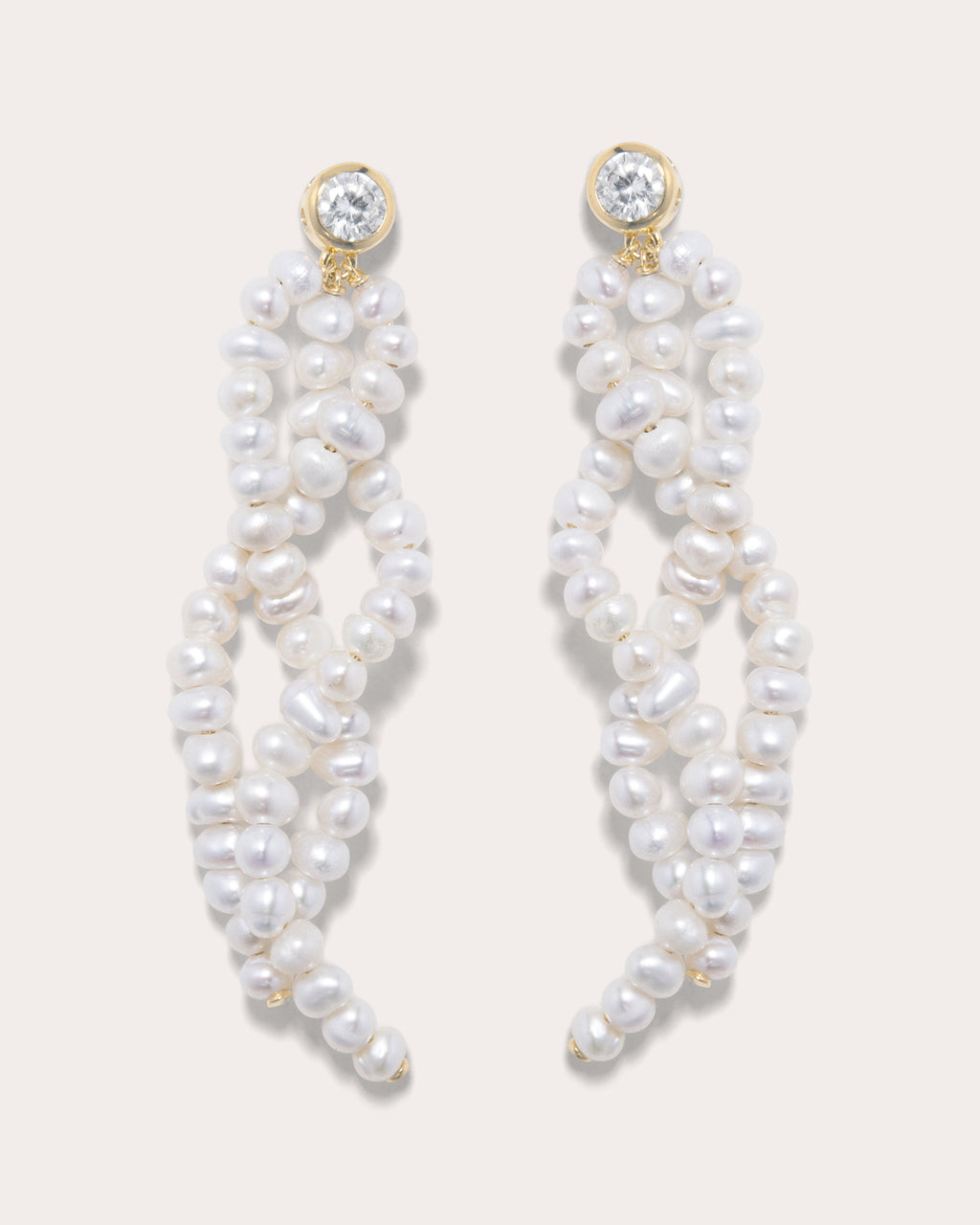 Pearl & Cubic Zirconia Twisted Drop Earrings