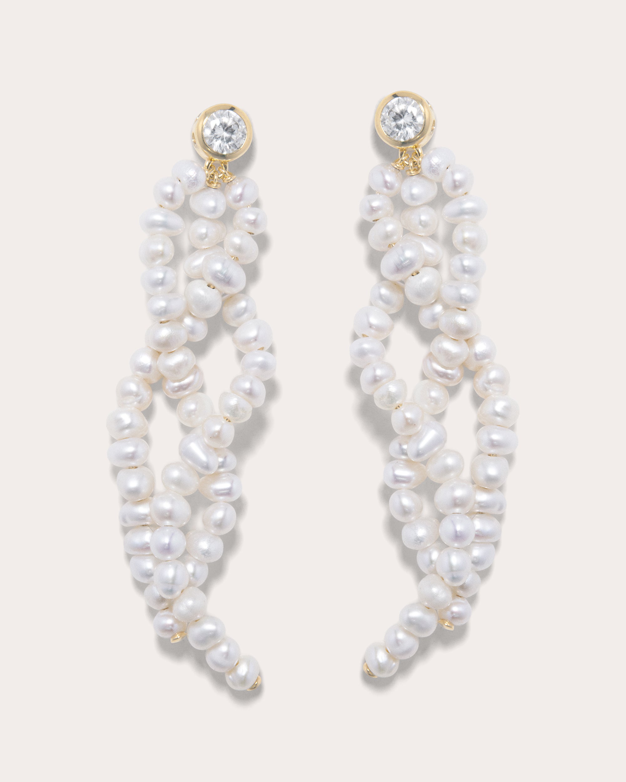 Pearl & Cubic Zirconia Twisted Drop Earrings