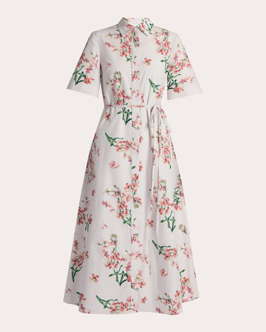 Floral Cotton Midi Shirt Dress
