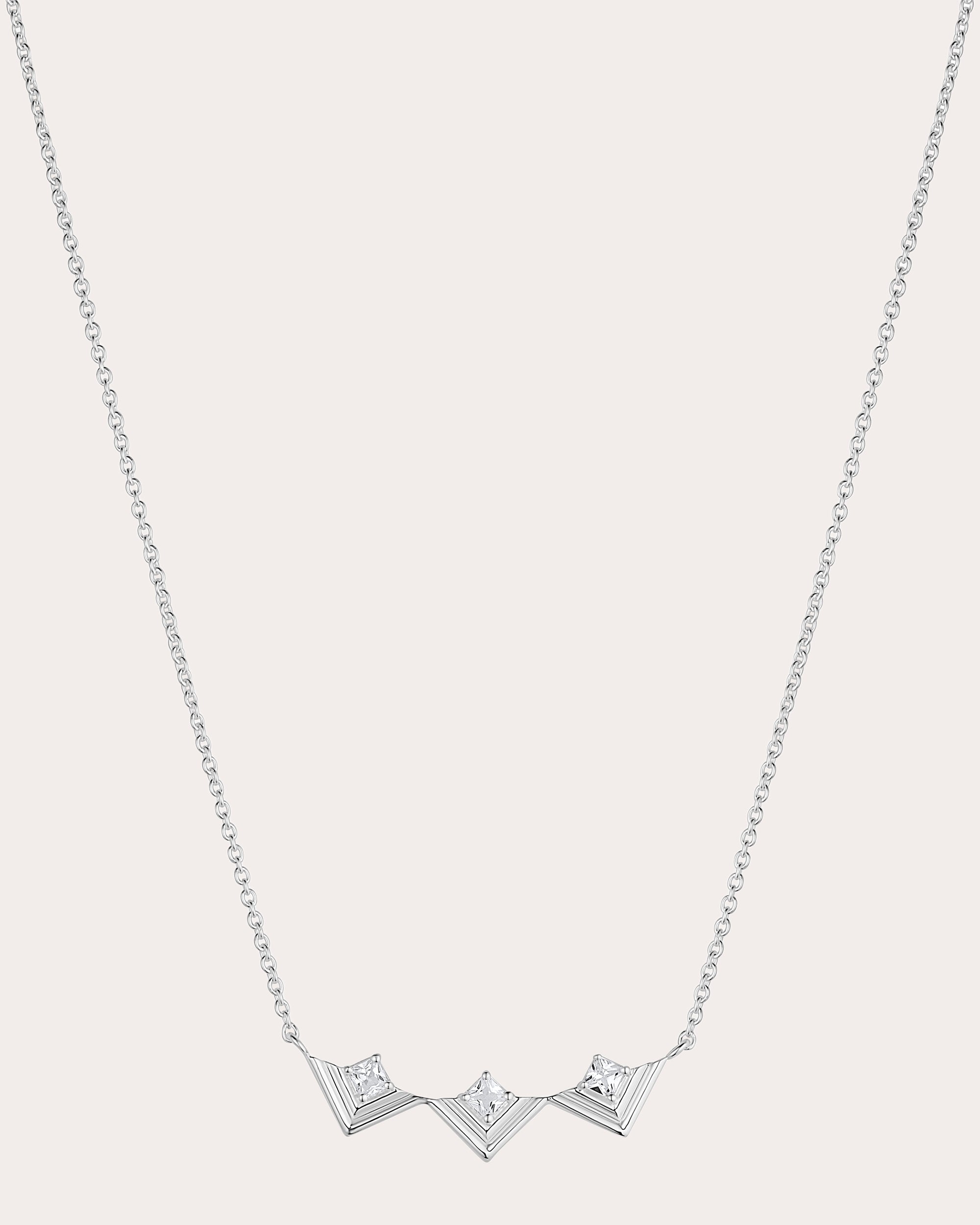 White Sapphire Revival Frame Pendant Necklace