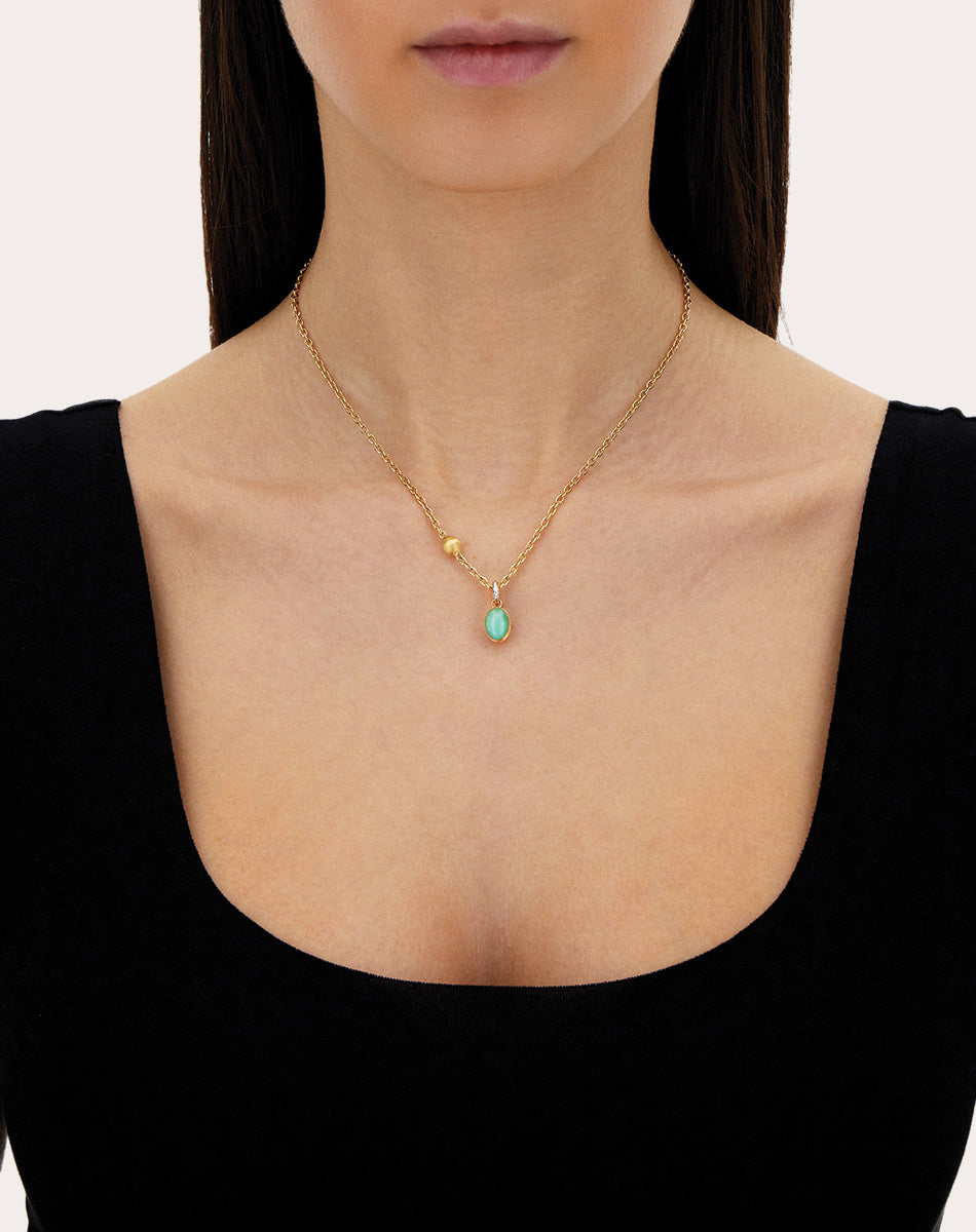 Diamond & Jadeite 18k Gold Small Lattementa Pendant