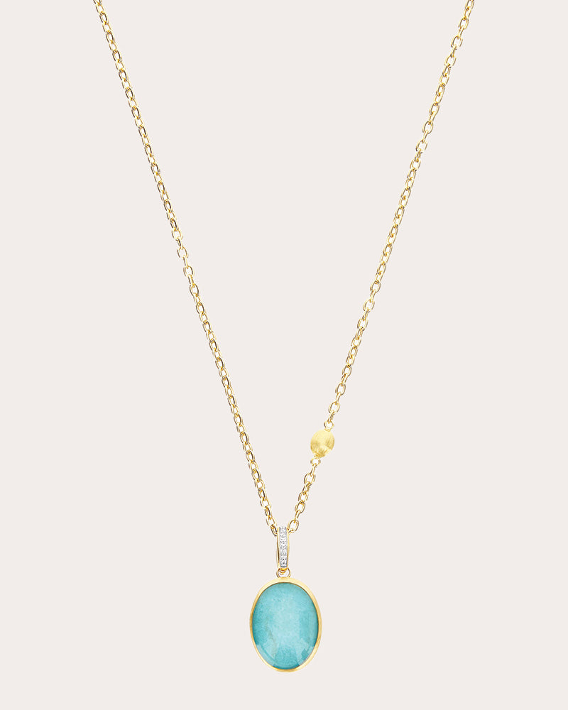 Amazonite & Diamond 18k Gold Medium Anice Pendant