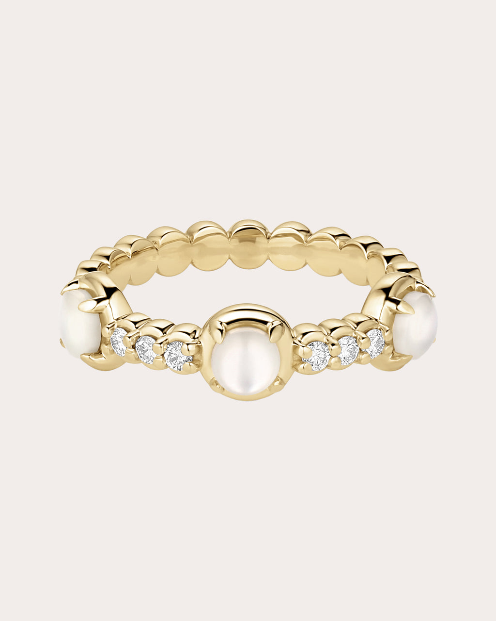 Diamond & Mother of Pearl 14k Gold Palace Bauble Ring