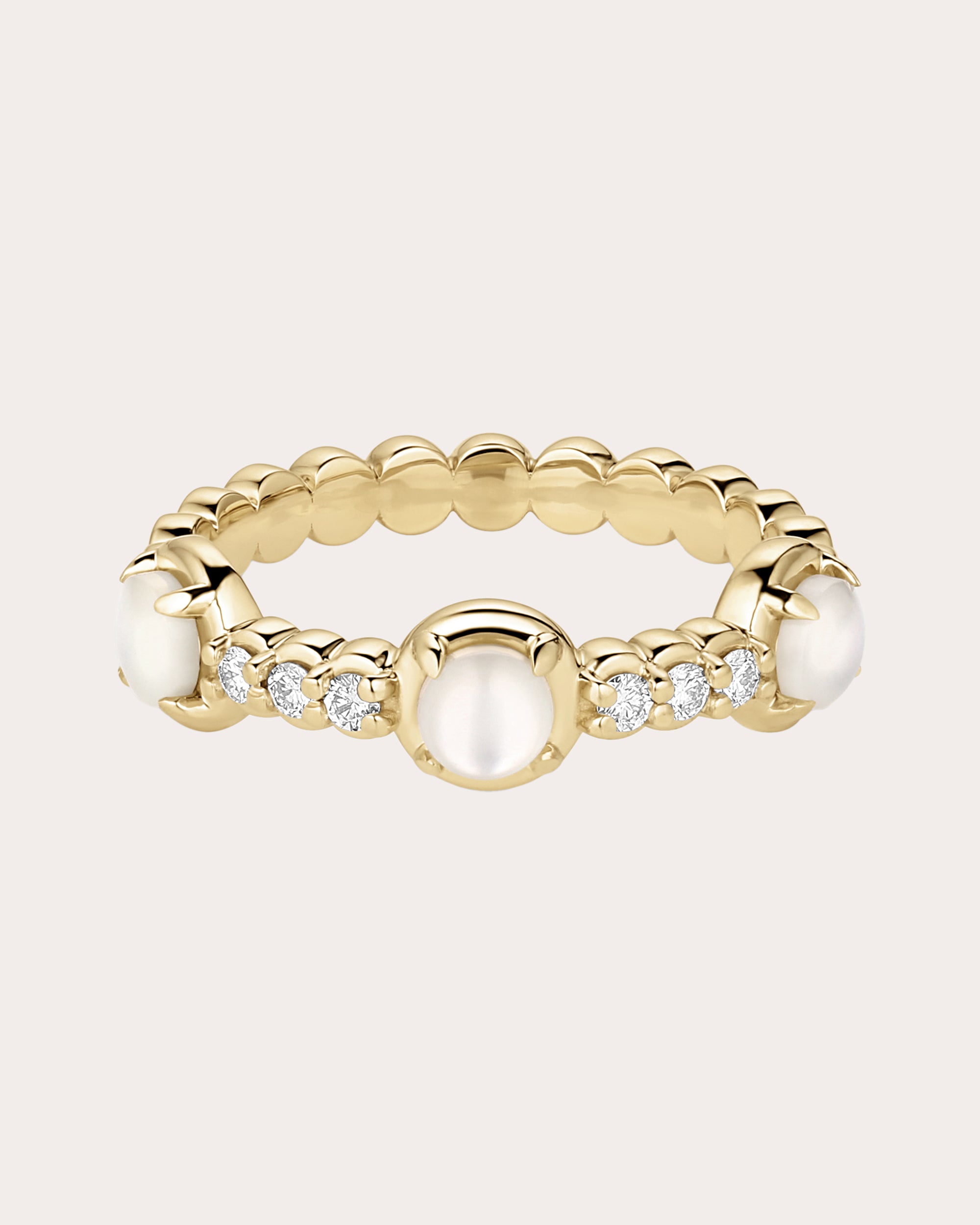 Diamond & Mother of Pearl 14k Gold Palace Bauble Ring