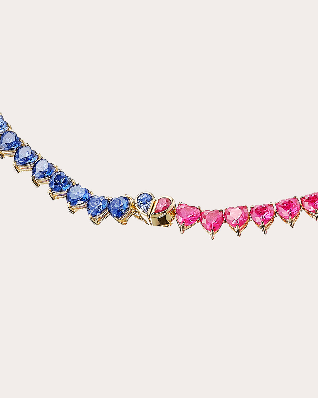 Ruby & Sapphire Petite Magenta Eternity Heart Necklace