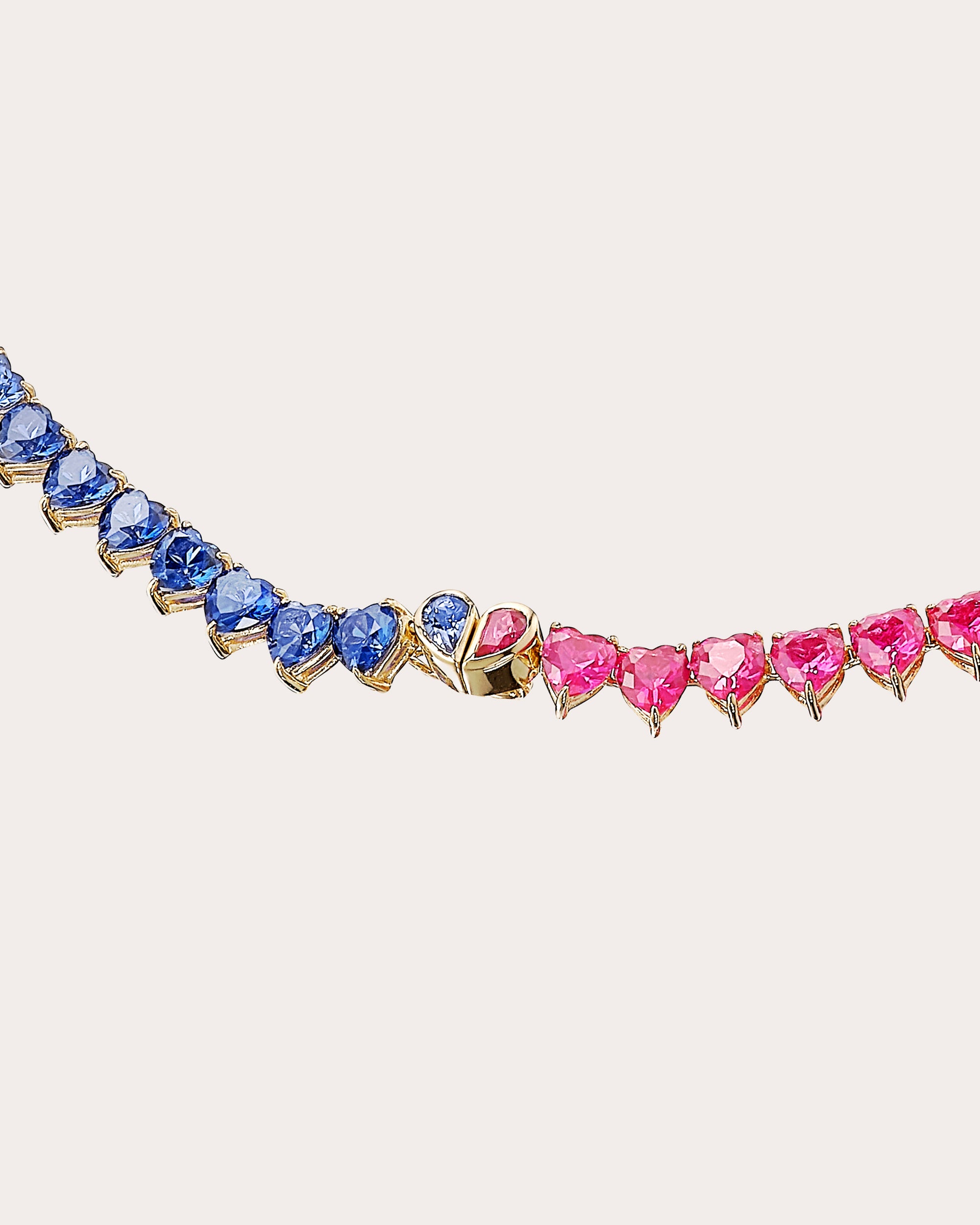 Ruby & Sapphire Petite Magenta Eternity Heart Necklace