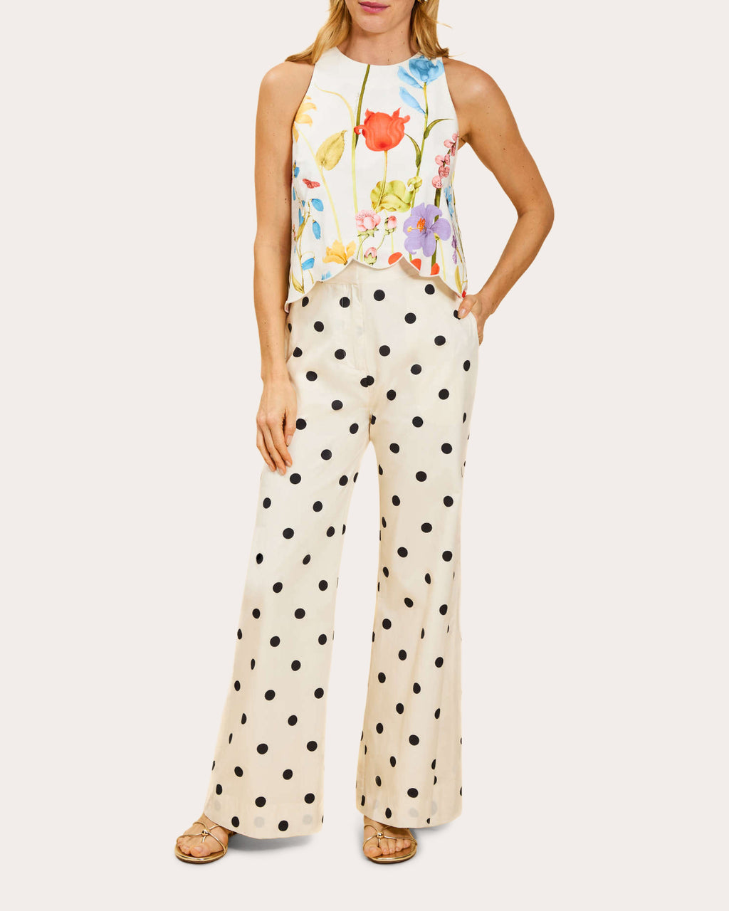 Taylor Polka Dot Poplin Flared Pants