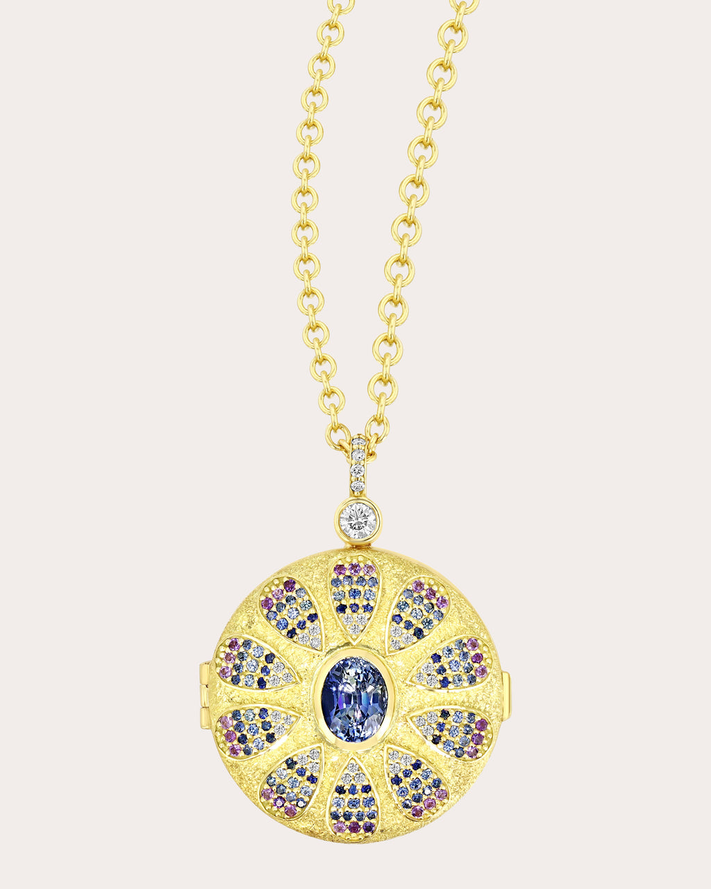Sapphire & Diamond Prisma Locket Necklace