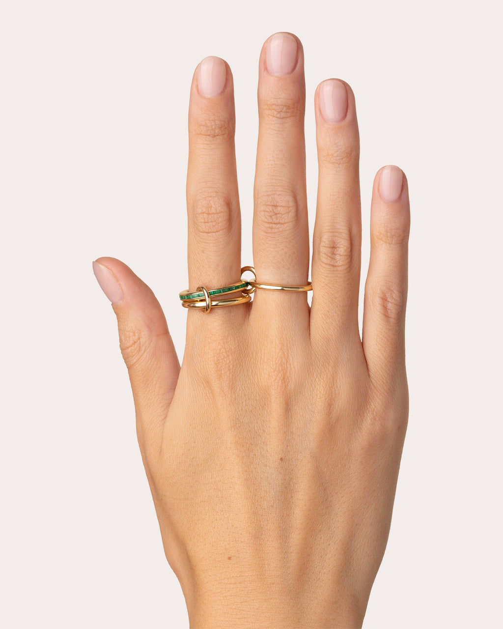 Emerald & 18k Gold Pyrus Ring