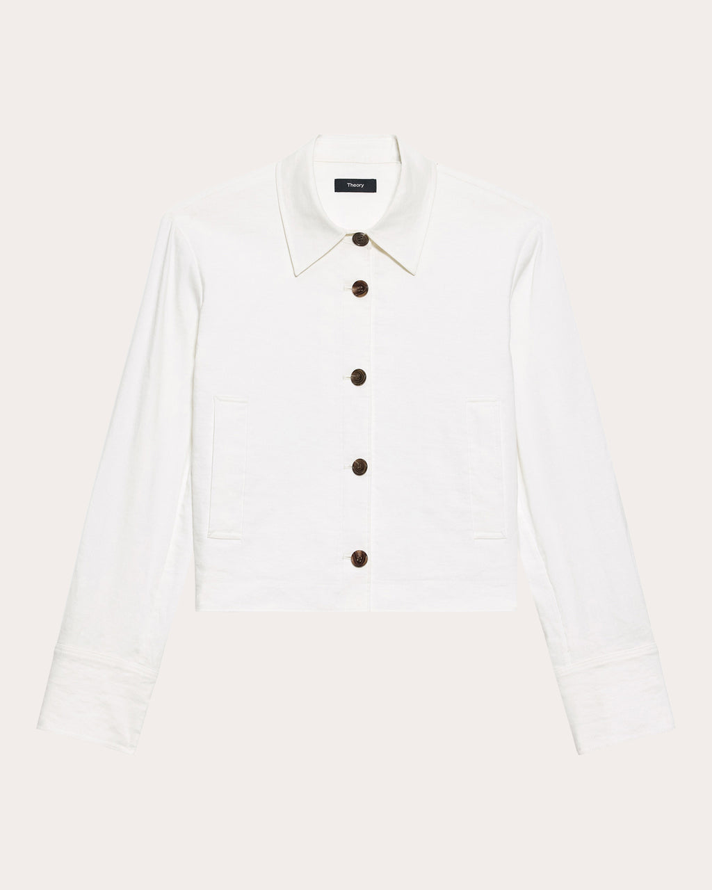 Linen-Blend Cropped Shirt Jacket