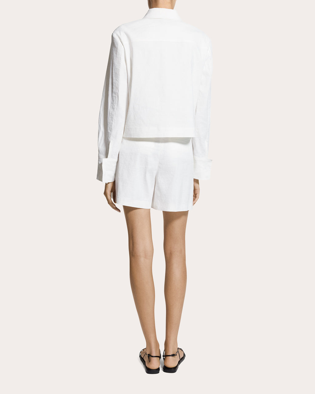 Linen-Blend Cropped Shirt Jacket