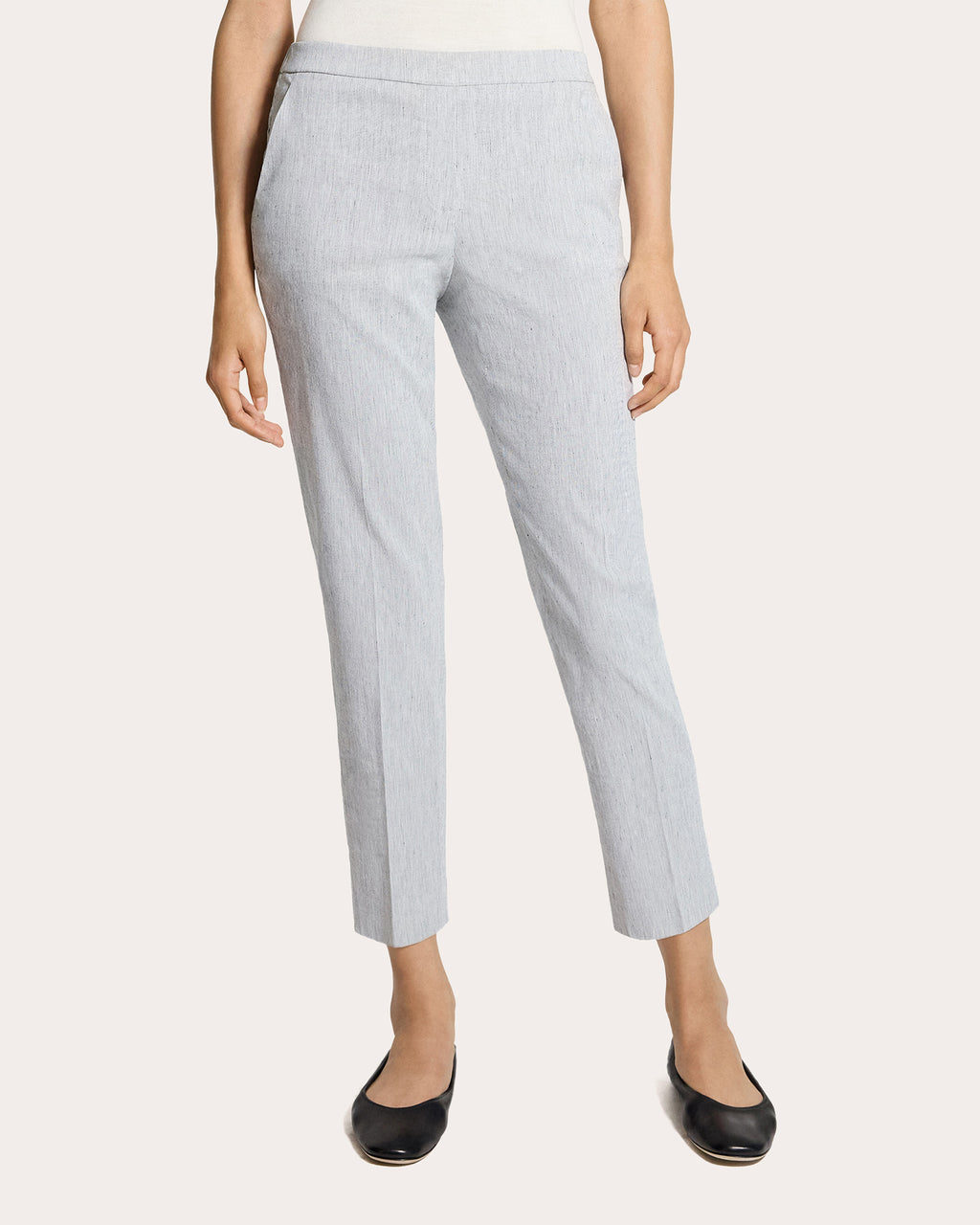 Treeca Textured Linen Cropped Pull-On Pants