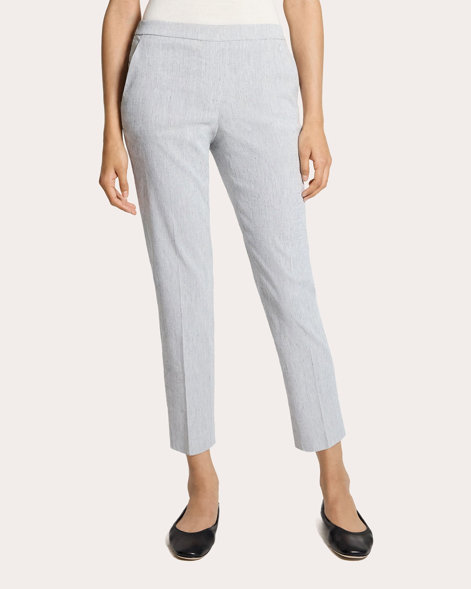 Treeca Textured Linen Cropped Pull-On Pants