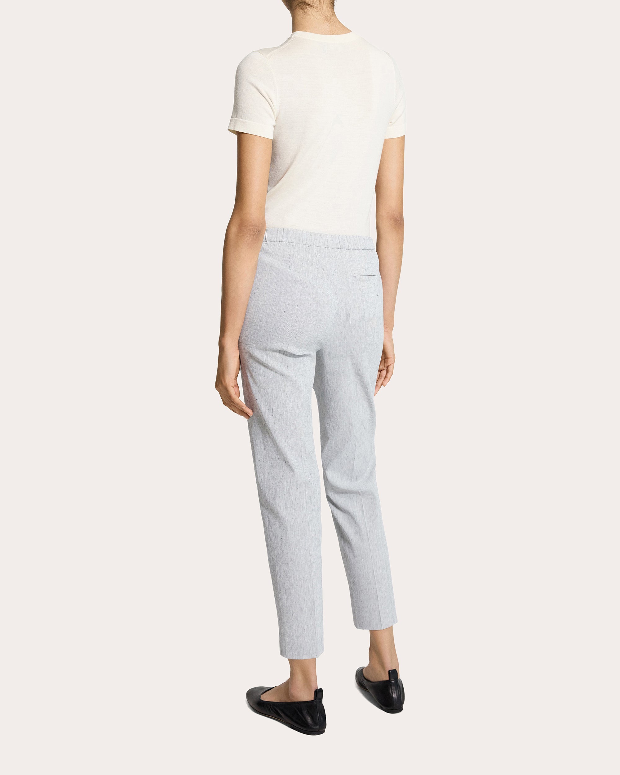 Treeca Textured Linen Cropped Pull-On Pants
