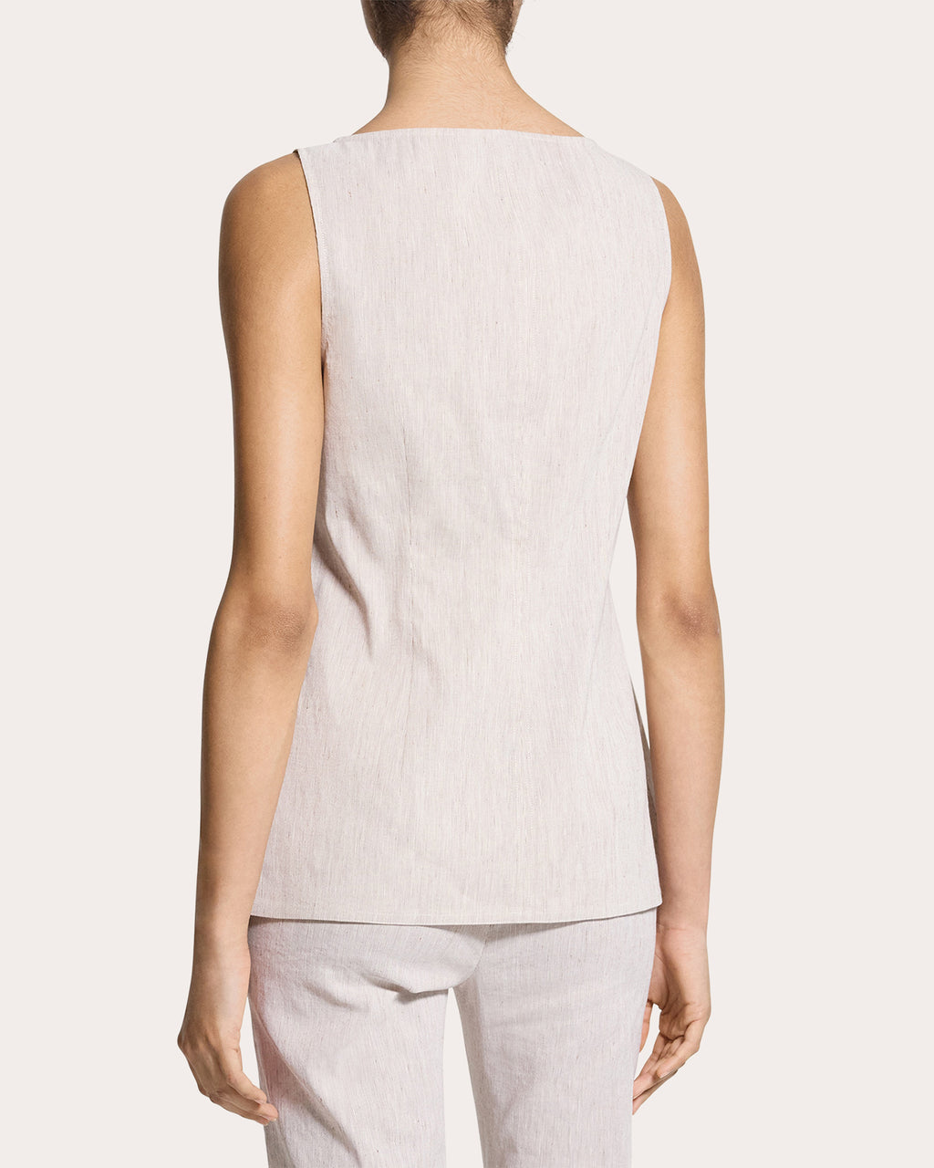 Textured Linen Boatneck Cutaway Vest Top