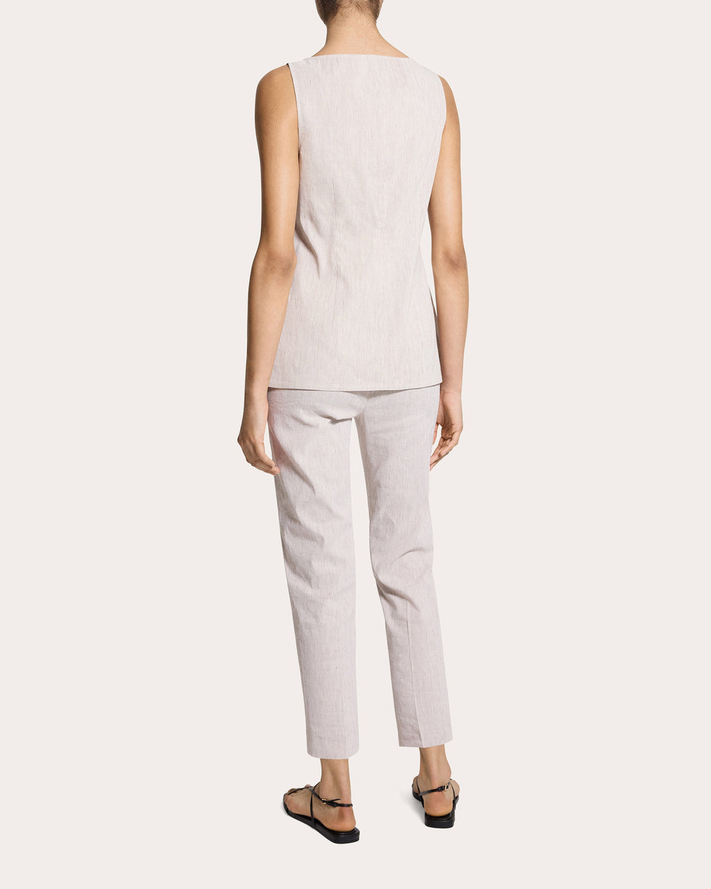 Textured Linen Boatneck Cutaway Vest Top