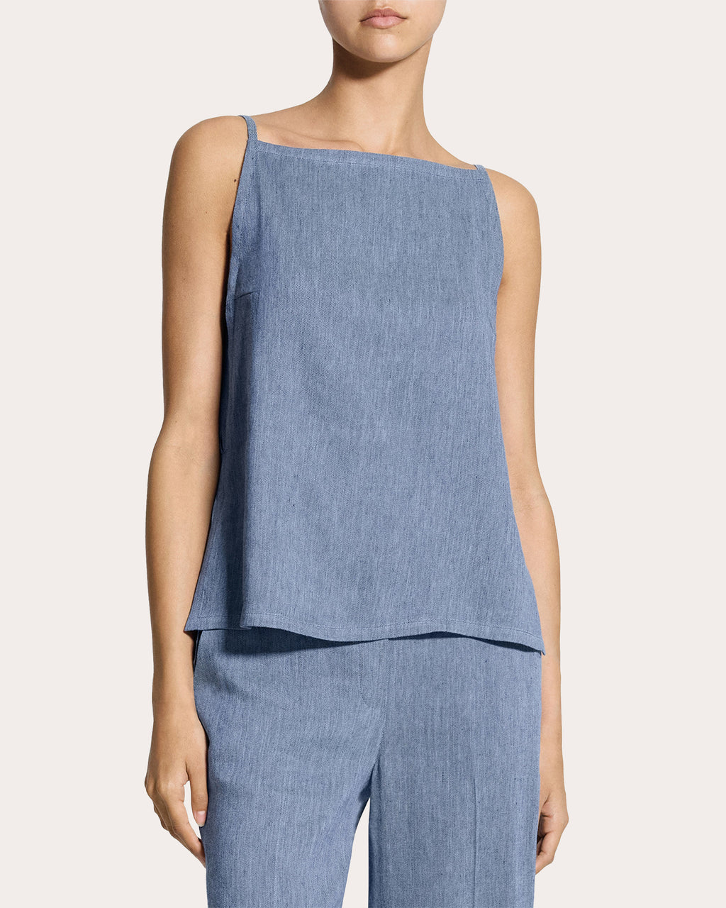 Fluid Linen Square Neck Apron Top